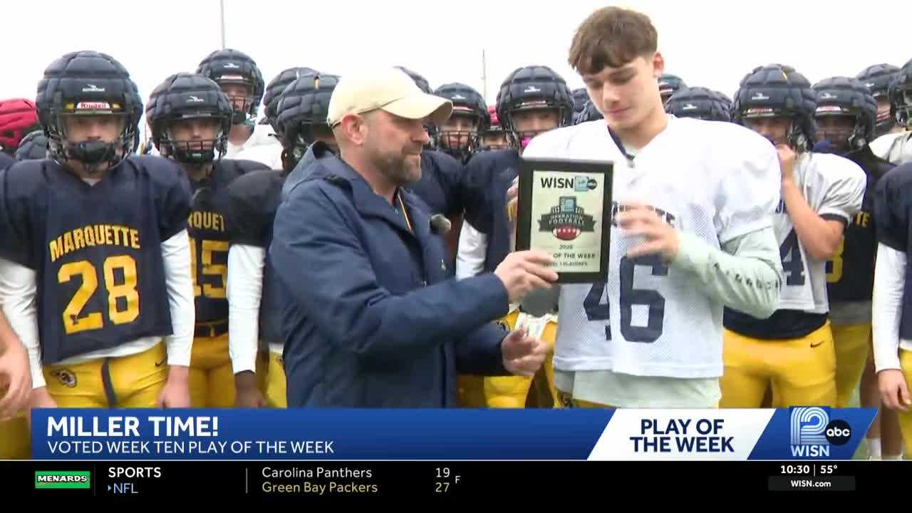 Marquette High School gets Play of the Week plaque for 'Miller Time' — Grafton Schools news